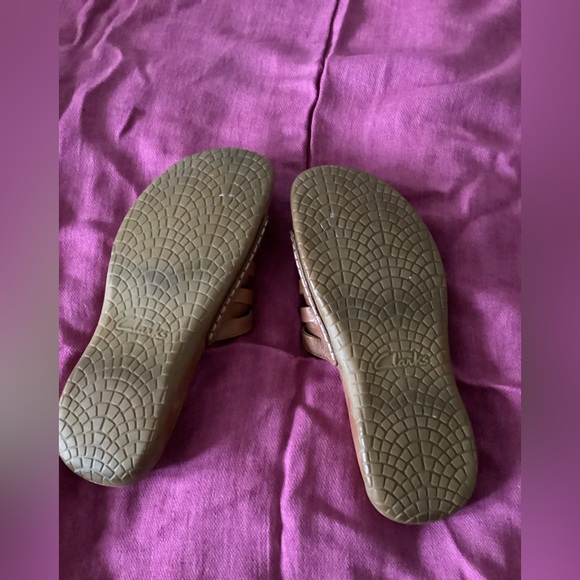Clarks Artisan Collection Brown Leather Espadrille Slide Sandals size 8 - Picture 3 of 5